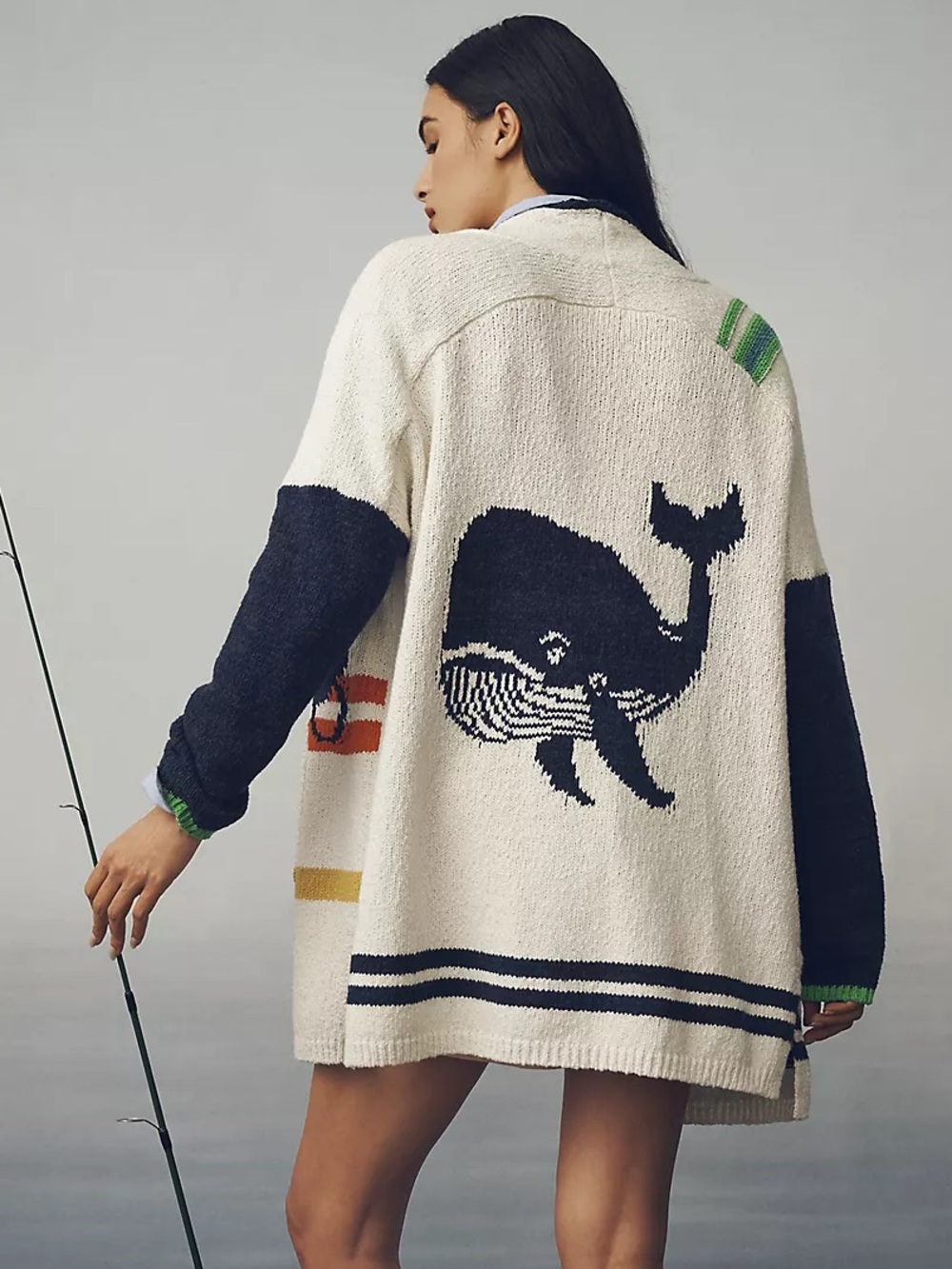 Maeve by Anthropologie Nautical Buoy Cardigan Sweater XXS/XS Whale